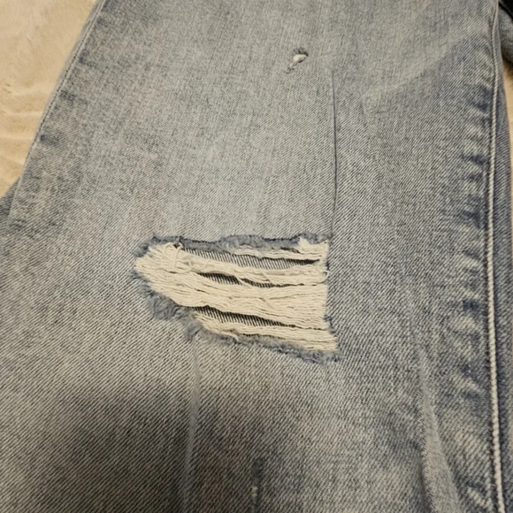Express Light Blue Distressed Flare Jeans - Picture 4 of 6